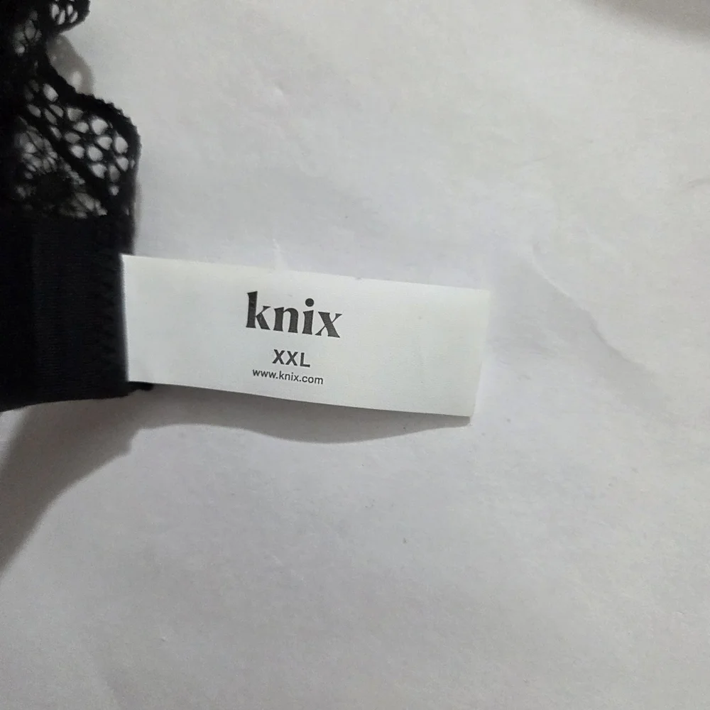 NWT Knix Knixy Lace Deep V Bralette Bra Black Wire Free Size XXL